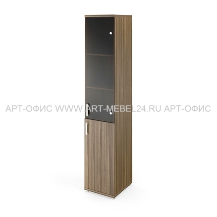 Шкаф высокий узкий комбинир. с стеклянной дверью АРГЕНТУМ, НТ-540.4, 400х445х2050