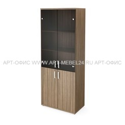 Шкаф высокий комбинированный с стекл. дверьми АРГЕНТУМ, НТ-580.4, 800х445х2050