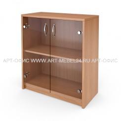 Офисный шкаф-стеллаж АРГО - А-302-1, прозрачные стеклянные двери, 770x370x850
