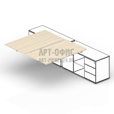 Составной стол на 2 рабочих места STRIKE, ST2TPM128FU, 1200х1650х720